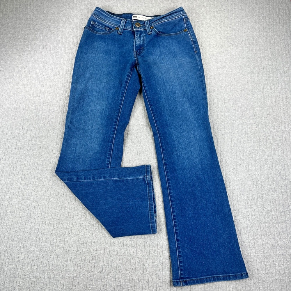 Levi 529 Curvy Bootcut Jeans Women 6 petite 26x28 low rise Blue medium dark wash
